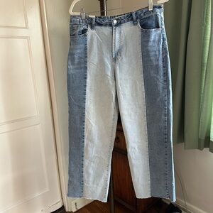 Almost Famous Colorblock Wide Leg Jeans Size 15